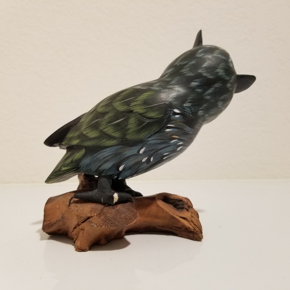 Handmade Wood Owl Figurine, Fork Art Primitive Wooden Owl Farmhouse Decor - Picture 4 of 10